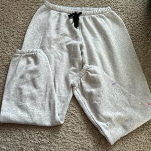 PINK Victoria's Secret Light Gray Sweatpants with Rainbow Script